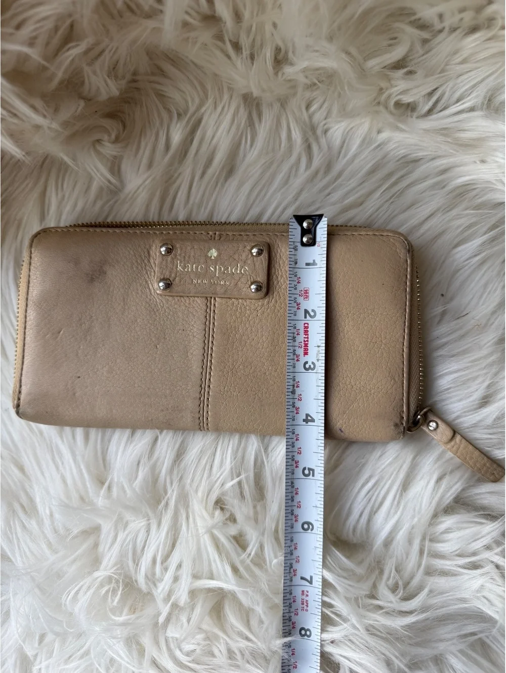 Kate Spade Beige Leather Zip-Around Wallet